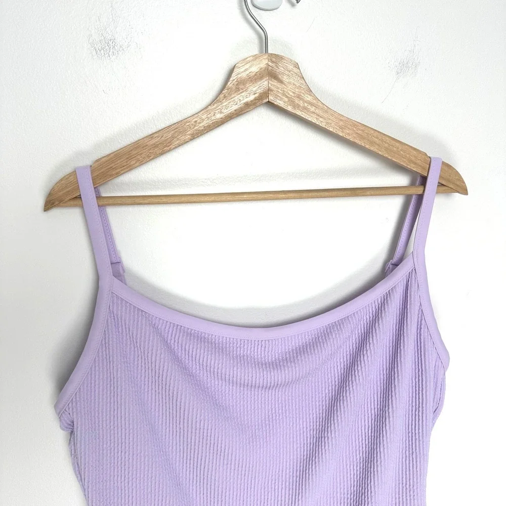 NWOT Aerie Crinkle Scoop Full Coverage One Piece‎ Swimsuit Lilac Purple XXL